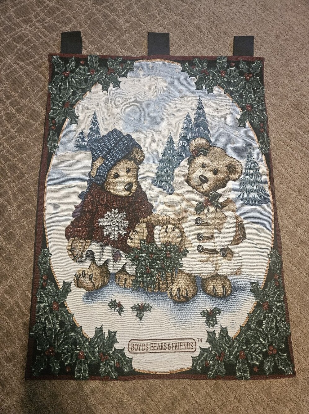 Vintage 1997 Boyd's Bears Edmund & Bailey Wall Hanging Tapestry 26x36